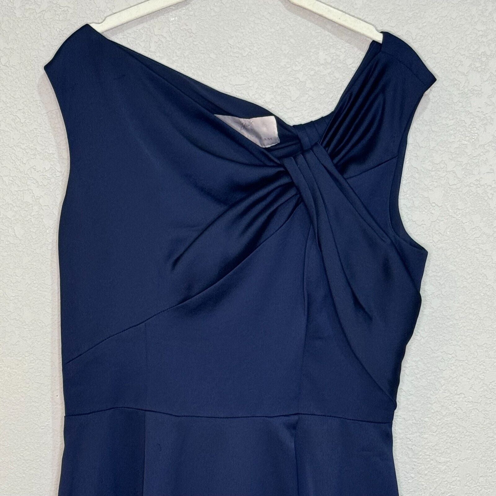 Gal Meets Glam Dress Size 6 Noelle Twist Navy Blue Asymmetrical Neckline - Flair - Style