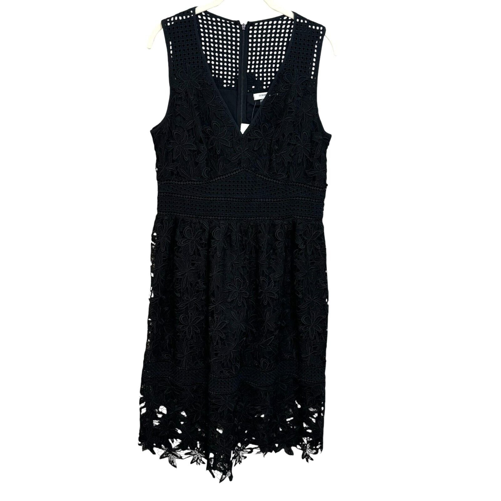 Gerard Darel Dress 40 US Size 8 Black Aurora Lace Sleeveless V - Neck NEW $410 - Flair - Style