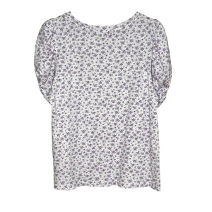 Goldie Lewinter Tee T Shirt Womens Small Puff Sleeve Floral Top Pima Cotton - Flair - Style