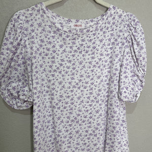 Goldie Lewinter Tee T Shirt Womens Small Puff Sleeve Floral Top Pima Cotton - Flair - Style
