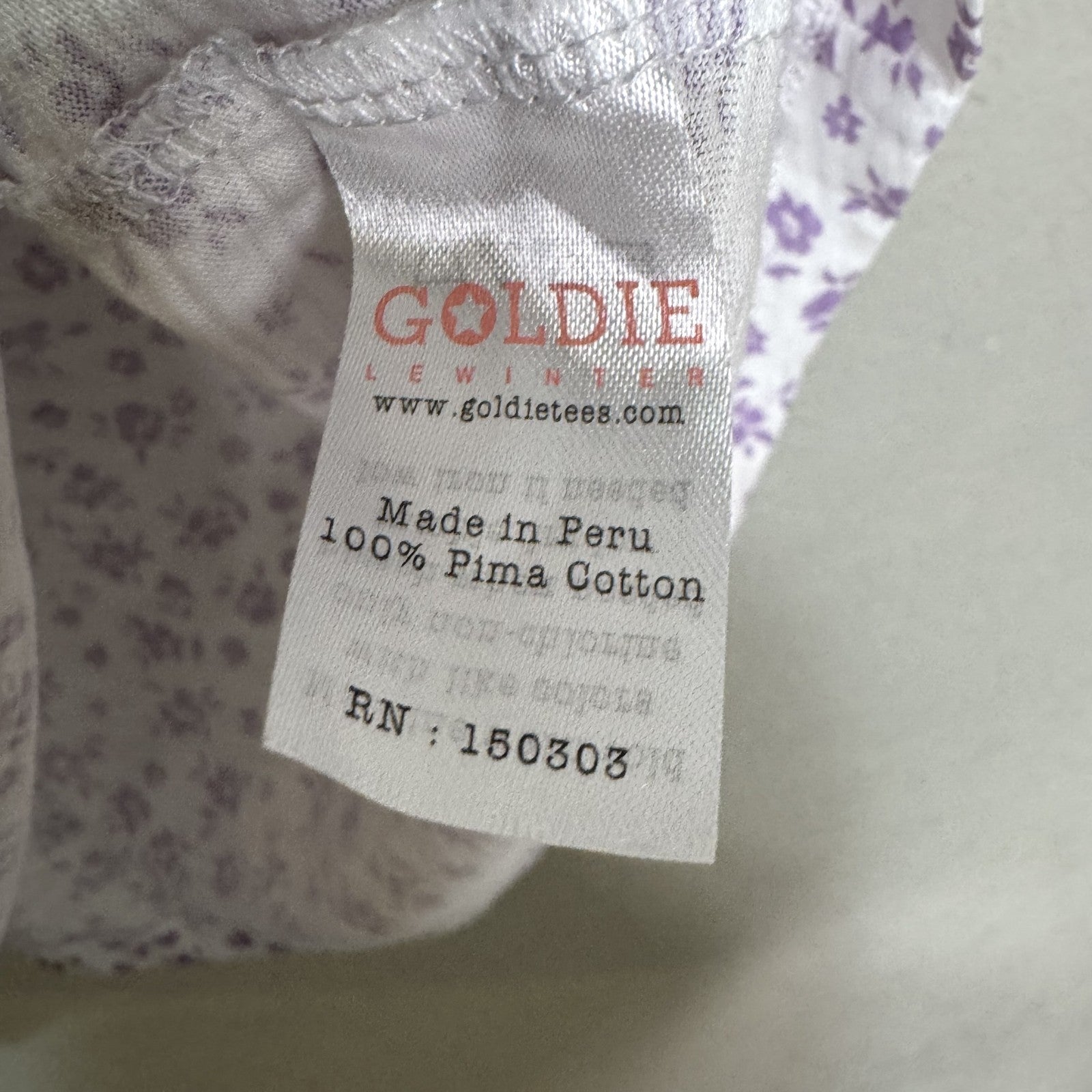 Goldie Lewinter Tee T Shirt Womens Small Puff Sleeve Floral Top Pima Cotton - Flair - Style