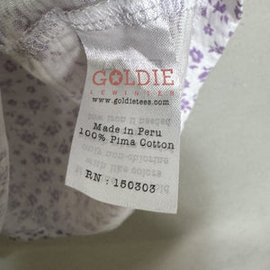 Goldie Lewinter Tee T Shirt Womens Small Puff Sleeve Floral Top Pima Cotton - Flair - Style