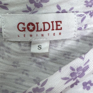 Goldie Lewinter Tee T Shirt Womens Small Puff Sleeve Floral Top Pima Cotton - Flair - Style