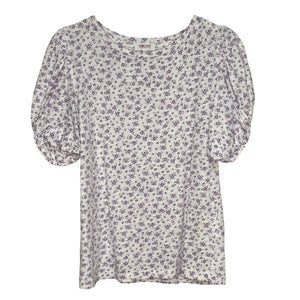 Goldie Lewinter Tee T Shirt Womens Small Puff Sleeve Floral Top Pima Cotton - Flair - Style