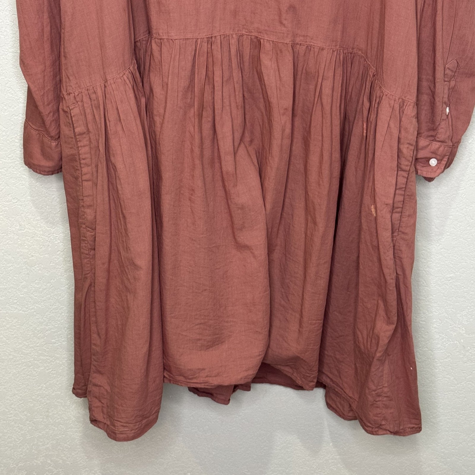 Grayson Dress Womens 5 - XL Red The Changemaker Cotton Long Sleeve Pocket Boho - Flair - Style