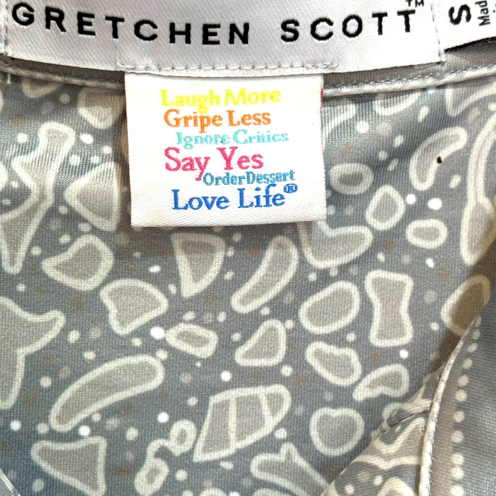 Gretchen Scott Dress Size Small Grey Grand Bazaar Print 3/4 Sleeve Sheath - Flair - Style