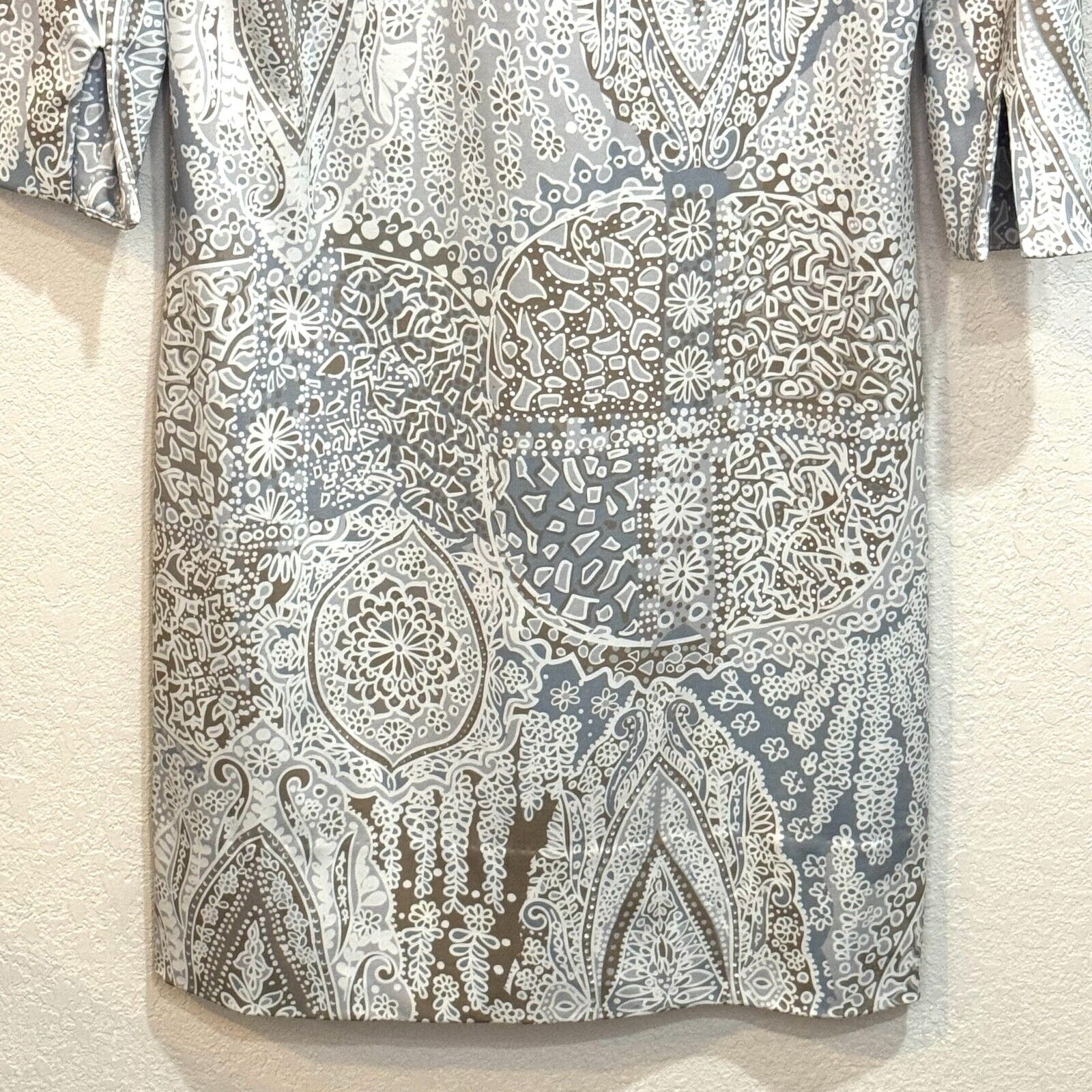 Gretchen Scott Dress Size Small Grey Grand Bazaar Print 3/4 Sleeve Sheath - Flair - Style