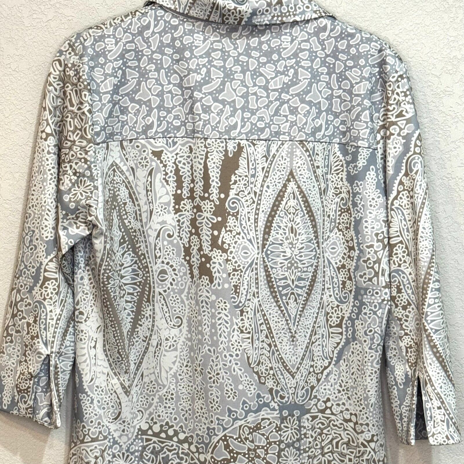 Gretchen Scott Dress Size Small Grey Grand Bazaar Print 3/4 Sleeve Sheath - Flair - Style