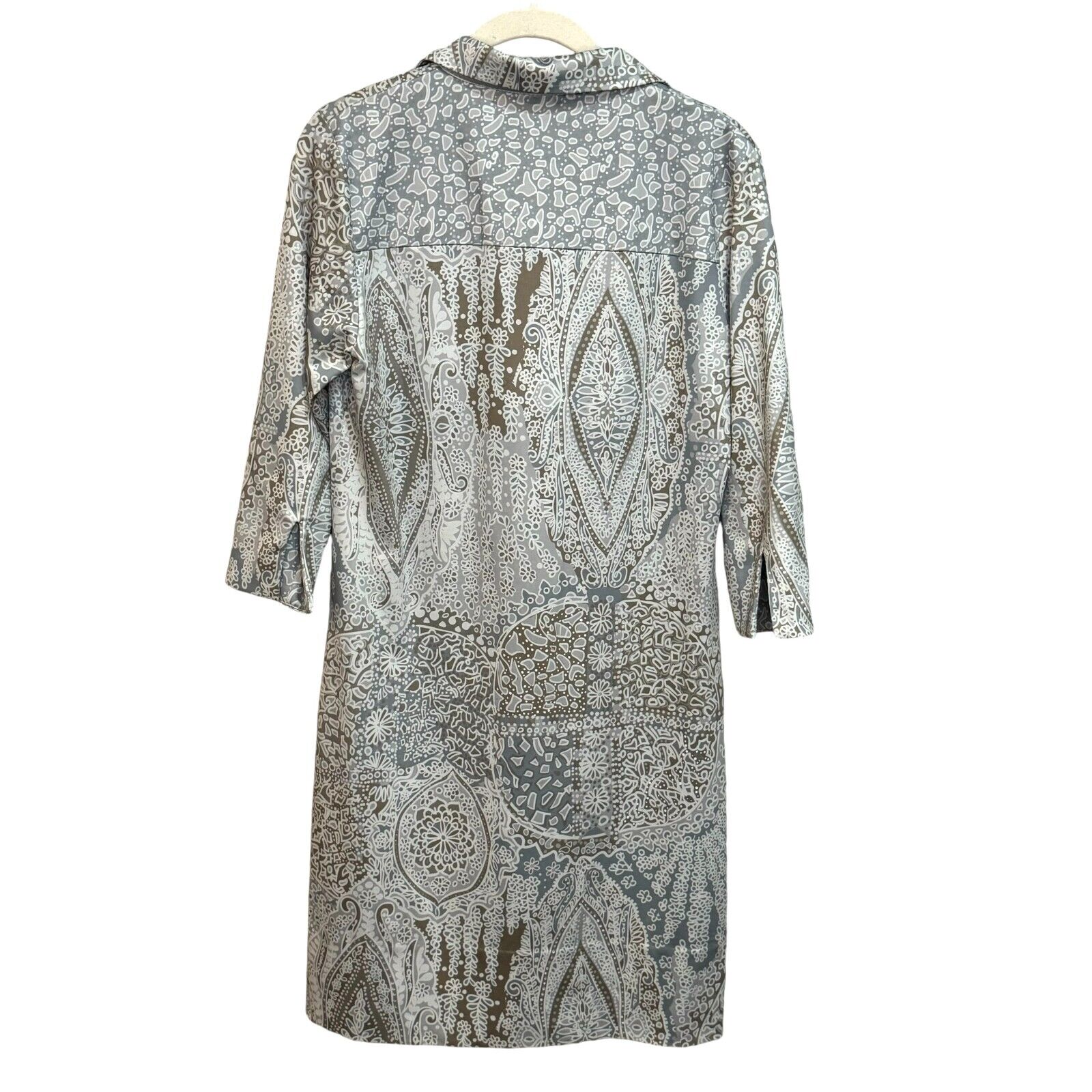 Gretchen Scott Dress Size Small Grey Grand Bazaar Print 3/4 Sleeve Sheath - Flair - Style