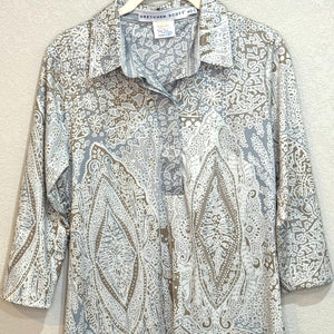 Gretchen Scott Dress Size Small Grey Grand Bazaar Print 3/4 Sleeve Sheath - Flair - Style