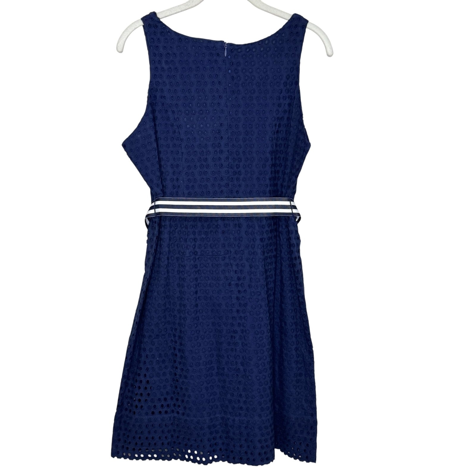 Gretchen Scott Dress Womens Large Eyelet Belted Sleeveless Summer Sundress - Flair - Style