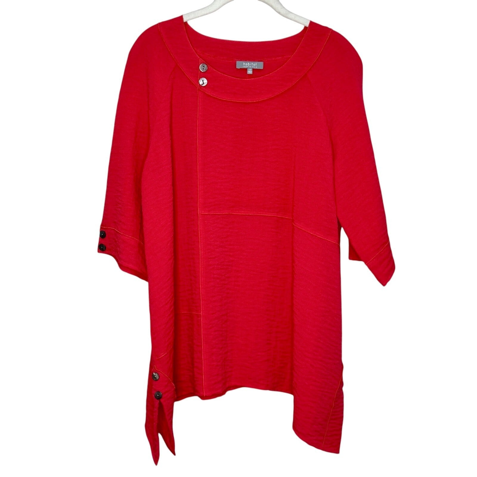 Habitat Clothes to Live In Tunic Top Size Small Pink Buttons Lagenlook Artsy - Flair - Style