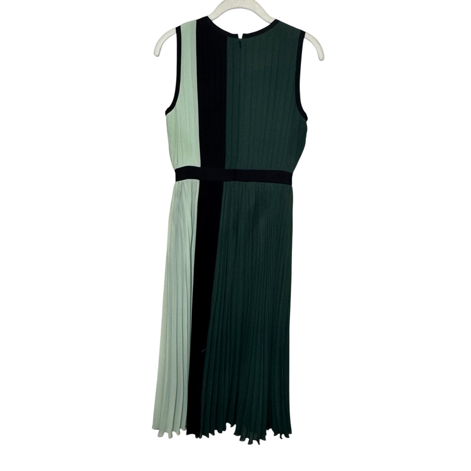 Halogen Atlantic - Pacific Dress Womens 2 Petite Black Pleated Colorblock Midi - Flair - Style
