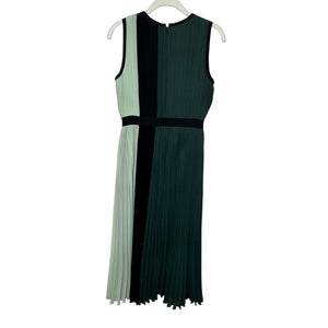 Halogen Atlantic - Pacific Dress Womens 2 Petite Black Pleated Colorblock Midi - Flair - Style