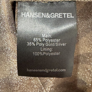 Hansen & Gretel Dress Womens XS Brown Zebra Print Valencia Midi Ruched Shimmer - Flair - Style