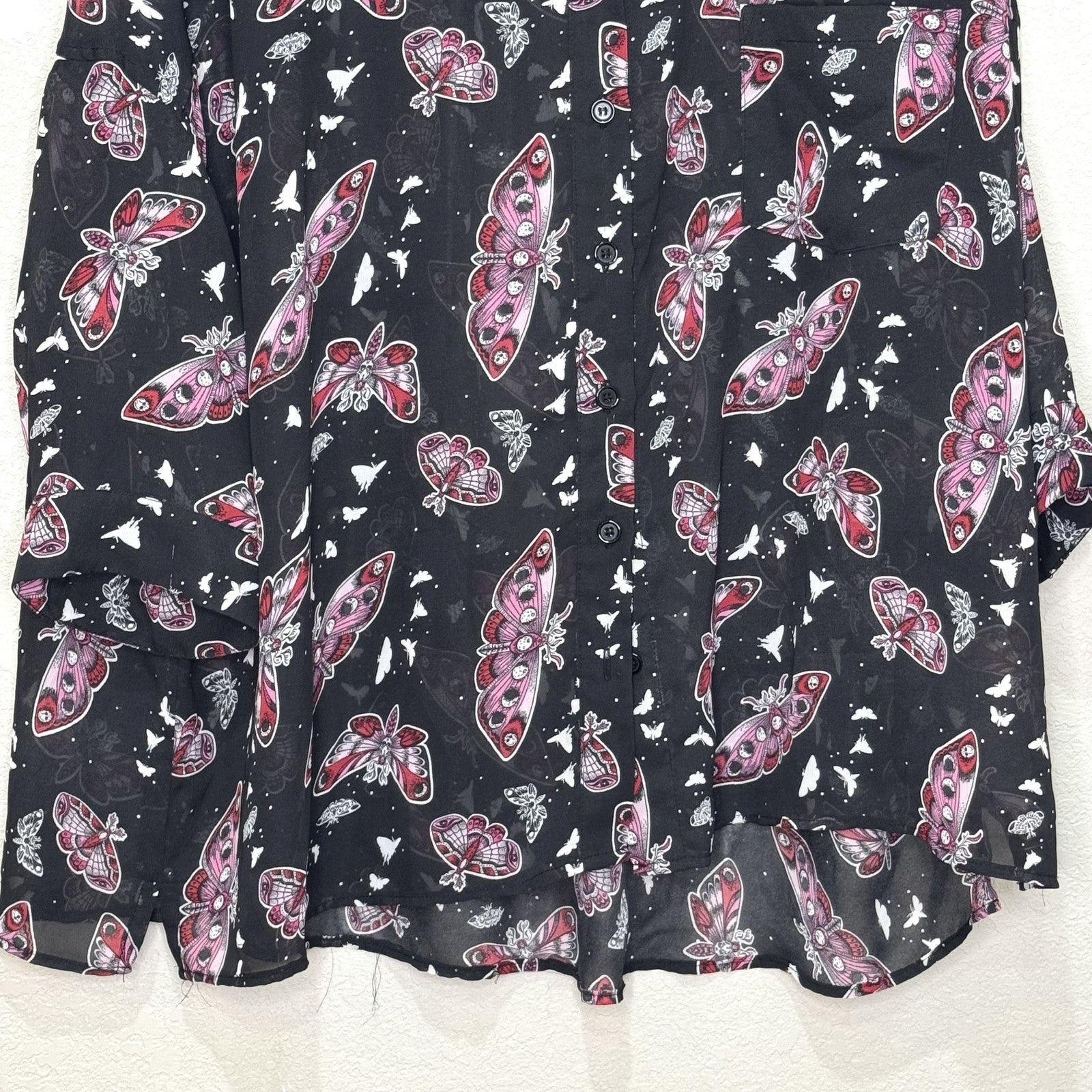 Hell Bunny Shirt | Size XL | Black Sheer Moth Butterfly - Flair - Style