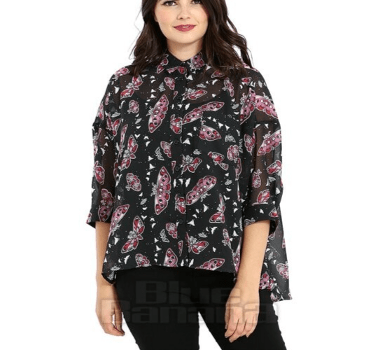 Hell Bunny Shirt | Size XL | Black Sheer Moth Butterfly - Flair - Style