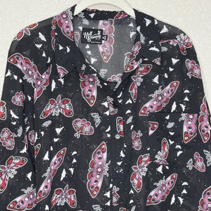 Hell Bunny Shirt | Size XL | Black Sheer Moth Butterfly - Flair - Style