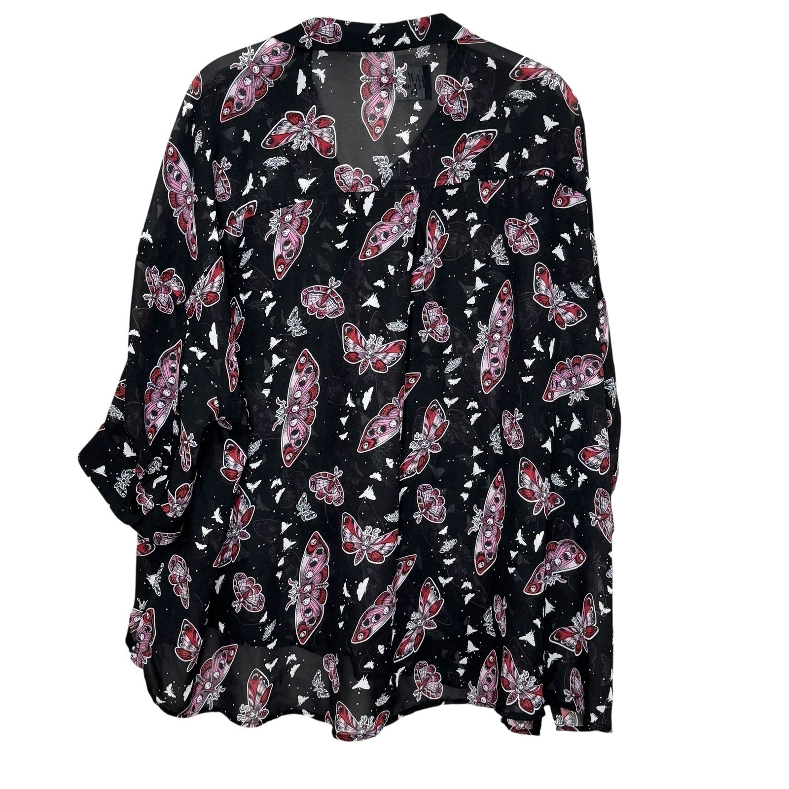 Hell Bunny Shirt | Size XL | Black Sheer Moth Butterfly - Flair - Style