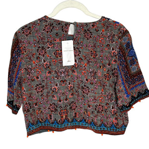 HEMANT & NANDITA Crop Top Size Small NEW Silk Paisley Print $176 - Flair - Style