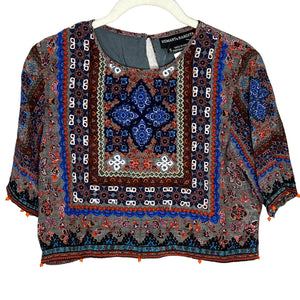 HEMANT & NANDITA Crop Top Size Small NEW Silk Paisley Print $176 - Flair - Style