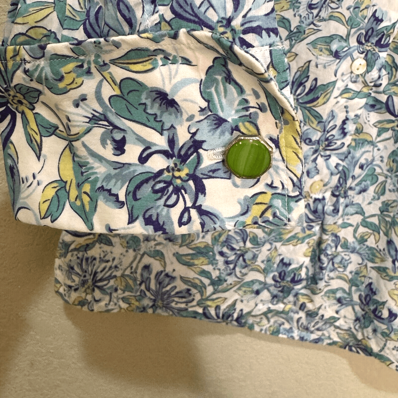 Holland & Holland London Button Down Shirt Womens US Size 10 Blue Floral - Flair - Style