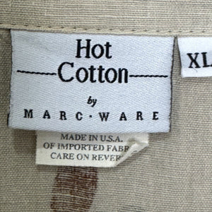 Hot Cotton by Marc Ware Shirt Womens XL Beige Floral Print Button Up Linen Top - Flair - Style