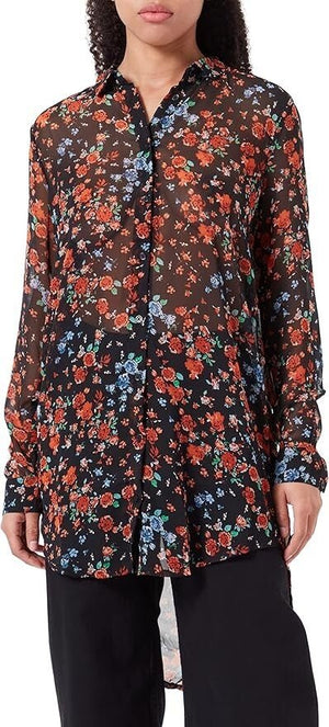 ICHI Blouse Shirt Blouse US Size Medium 38 Floral Garden Print - Flair - Style