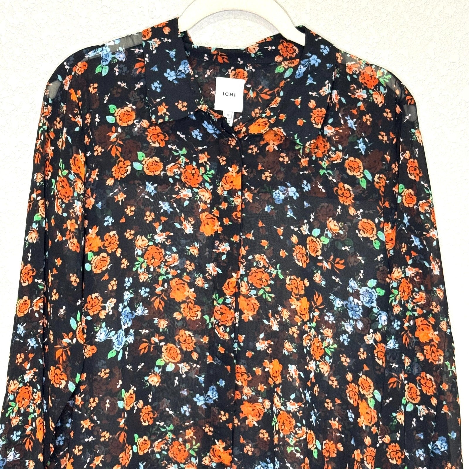 ICHI Blouse Shirt Blouse US Size Medium 38 Floral Garden Print - Flair - Style