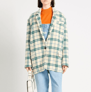 ISABEL MARANT ÉTOILE Kerstin Blazer Size Sm 36 Tartan Virgin Wool Green Cream - Flair - Style