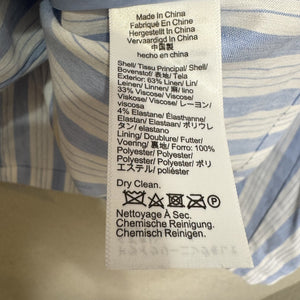 J Crew Blazer Womens Small Blue White Striped Linen Blend Gold Button BZ867 - Flair - Style