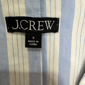 J Crew Blazer Womens Small Blue White Striped Linen Blend Gold Button BZ867 - Flair - Style
