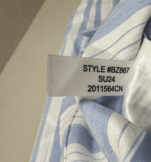 J Crew Blazer Womens Small Blue White Striped Linen Blend Gold Button BZ867 - Flair - Style