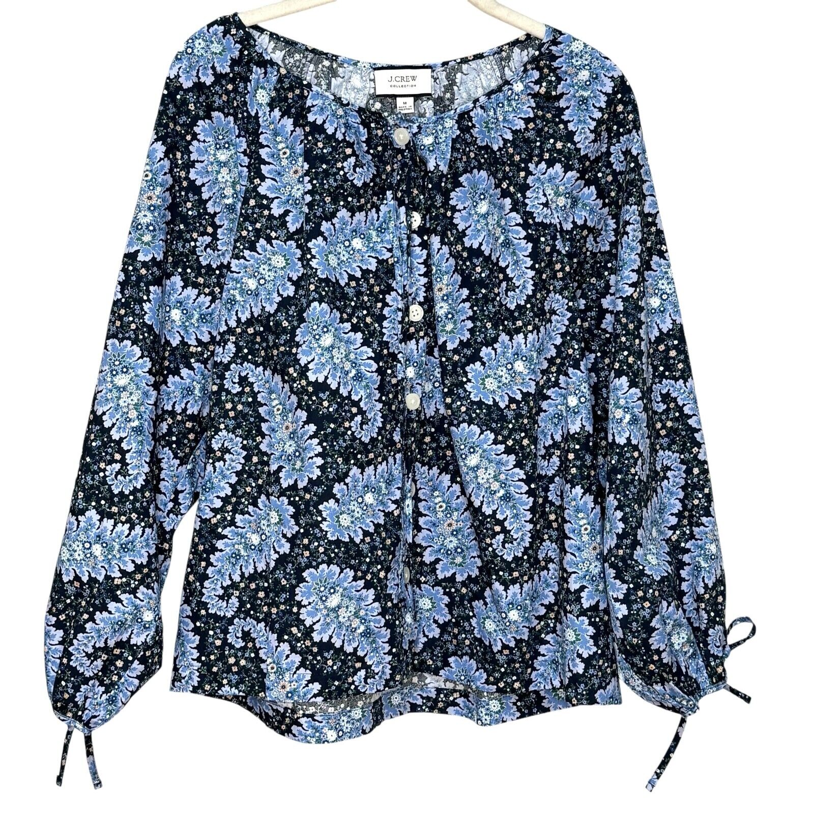 J. Crew Collection Button - Front Tie Top Size Medium Ratti Pacific Paisley - Flair - Style