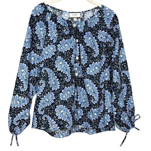 J. Crew Collection Button - Front Tie Top Size Medium Ratti Pacific Paisley - Flair - Style