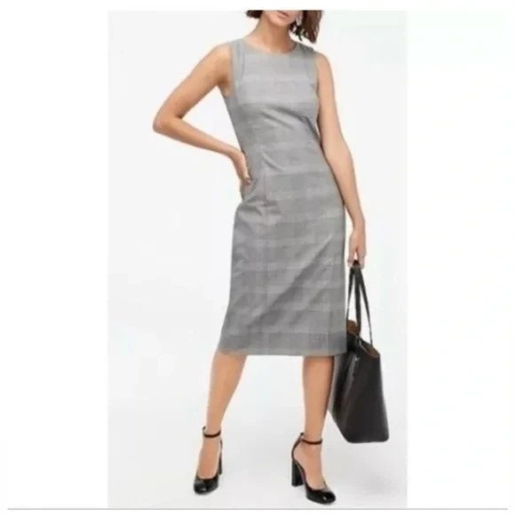 J Crew Dress Womens 8 Gray Plaid Sleeveless Sheath Business Career AC409 FA19 - Flair - Style