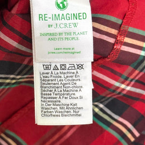 J Crew Holiday Top Blouse Size Medium Puff - Sleeve Poplin Good Tidings Red Plaid - Flair - Style