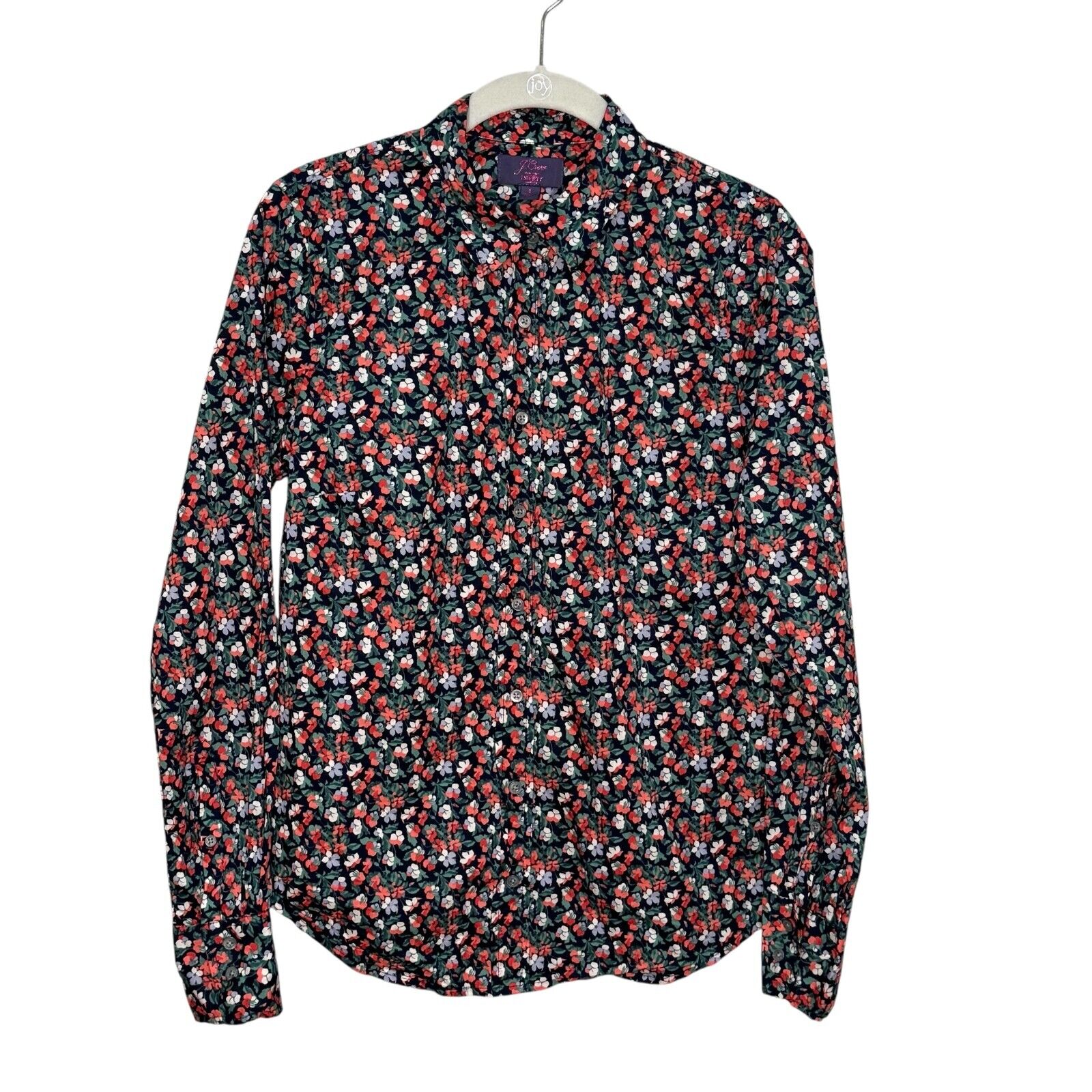 J. Crew Liberty Fabric Shirt Size 8 Slim Perfect Button Up Sarah Floral Print - Flair - Style