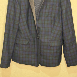 J. Crew Regent Blazer Jacket Size 6 Blue Green Black Plaid Wool Preppy Career - Flair - Style