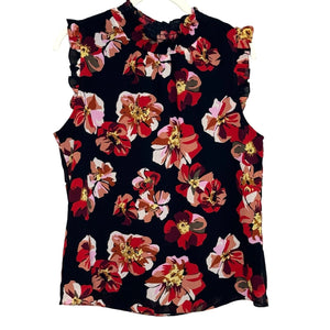J. Crew Top Blouse Size XS Blooming Floral Smocked Neck Sleeveless - Flair - Style