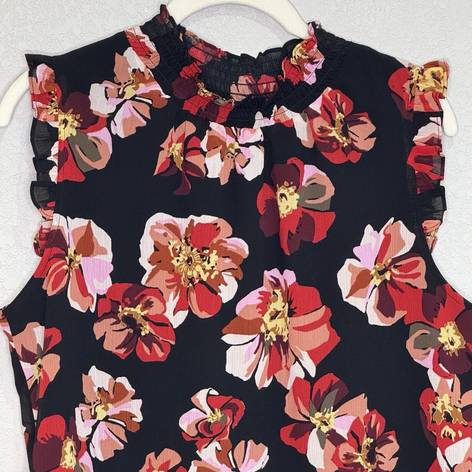 J. Crew Top Blouse Size XS Blooming Floral Smocked Neck Sleeveless - Flair - Style
