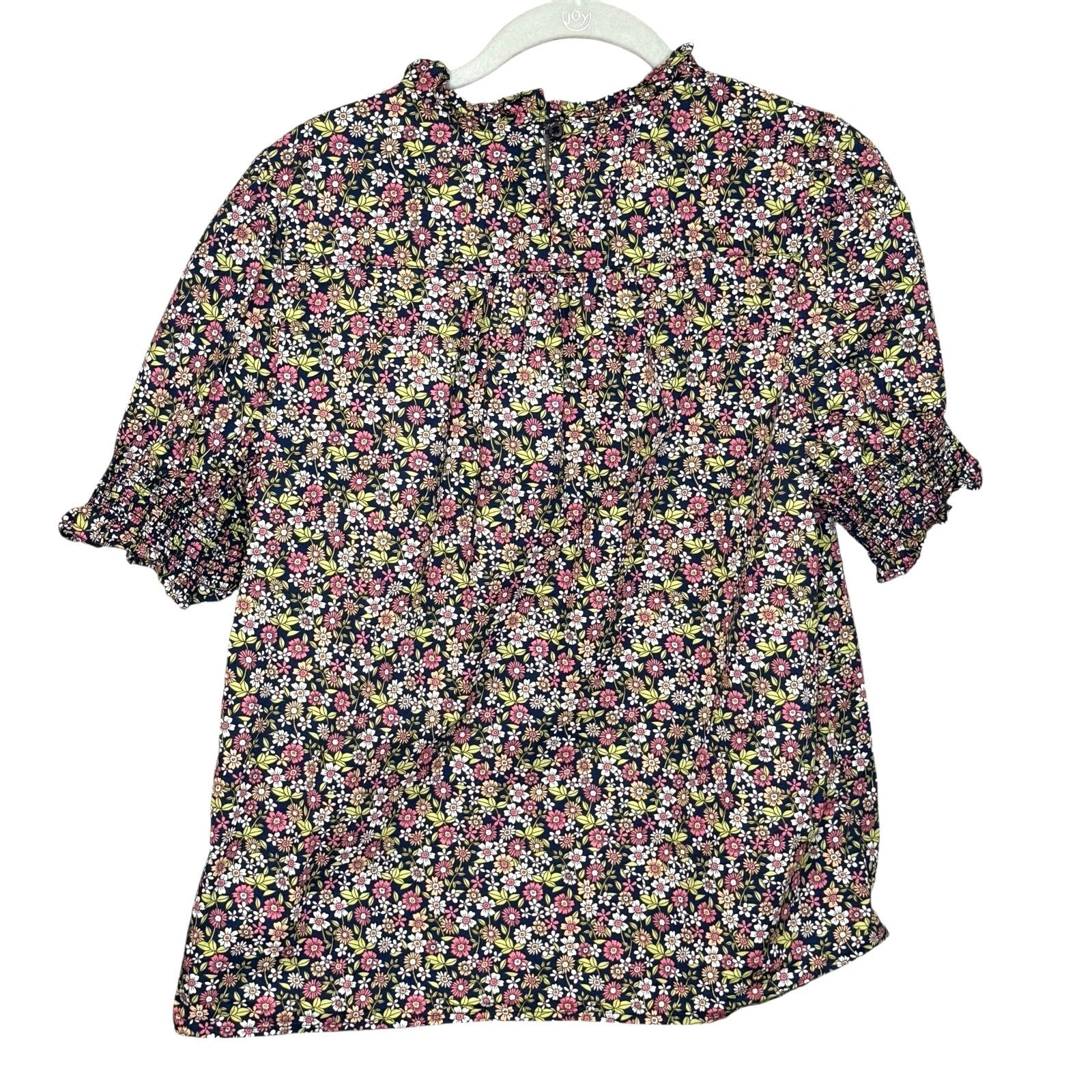 J. Crew Top Size Small Meadow Floral Smocked Puff - Sleeve Cotton Poplin - Flair - Style