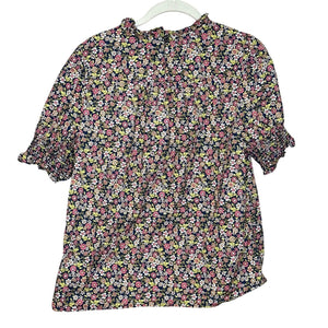 J. Crew Top Size Small Meadow Floral Smocked Puff - Sleeve Cotton Poplin - Flair - Style