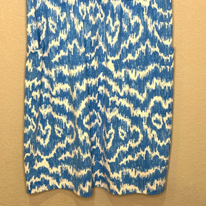 J McLaughlin Dress Size Medium Blue White Catalina Cloth - Flair - Style