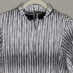 Jamie Sadock Shirt Medium Black White Textured Crinkle Short Sleeve Golf Top - Flair - Style