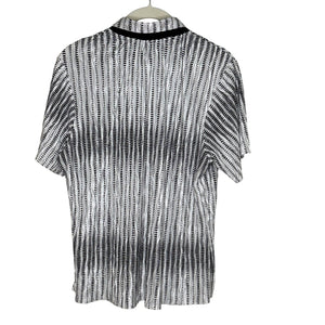 Jamie Sadock Shirt Medium Black White Textured Crinkle Short Sleeve Golf Top - Flair - Style