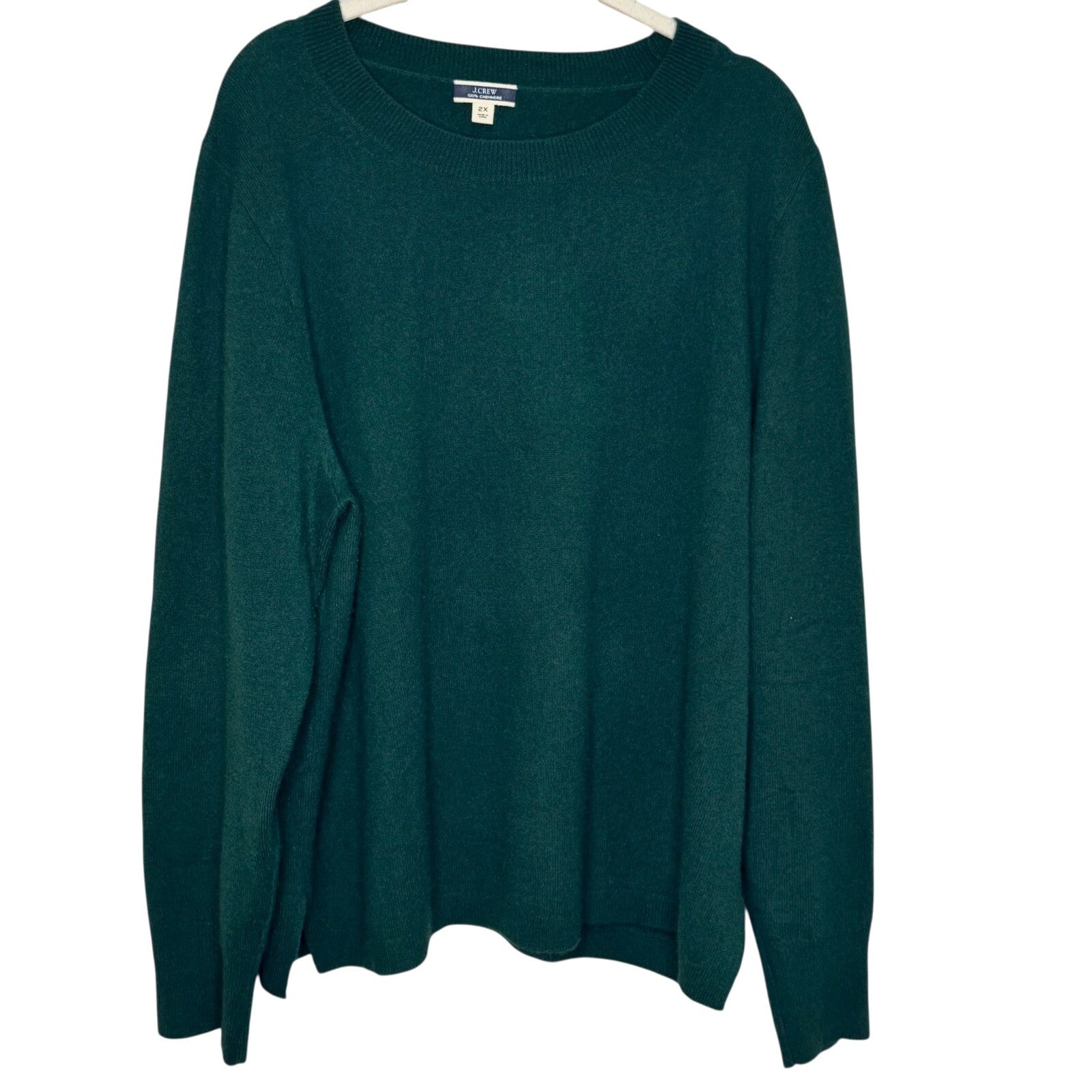 J.Crew Women’s Green 100% Cashmere Soft Crewneck Sweater Size 2X Hunter Green - Flair - Style