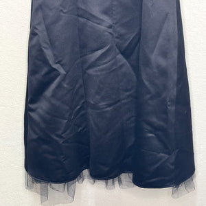Jessica McClintock Black Dress Size 4 Satin Spaghetti Strap Tulle - Flair - Style