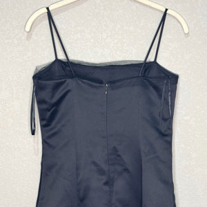 Jessica McClintock Black Dress Size 4 Satin Spaghetti Strap Tulle - Flair - Style