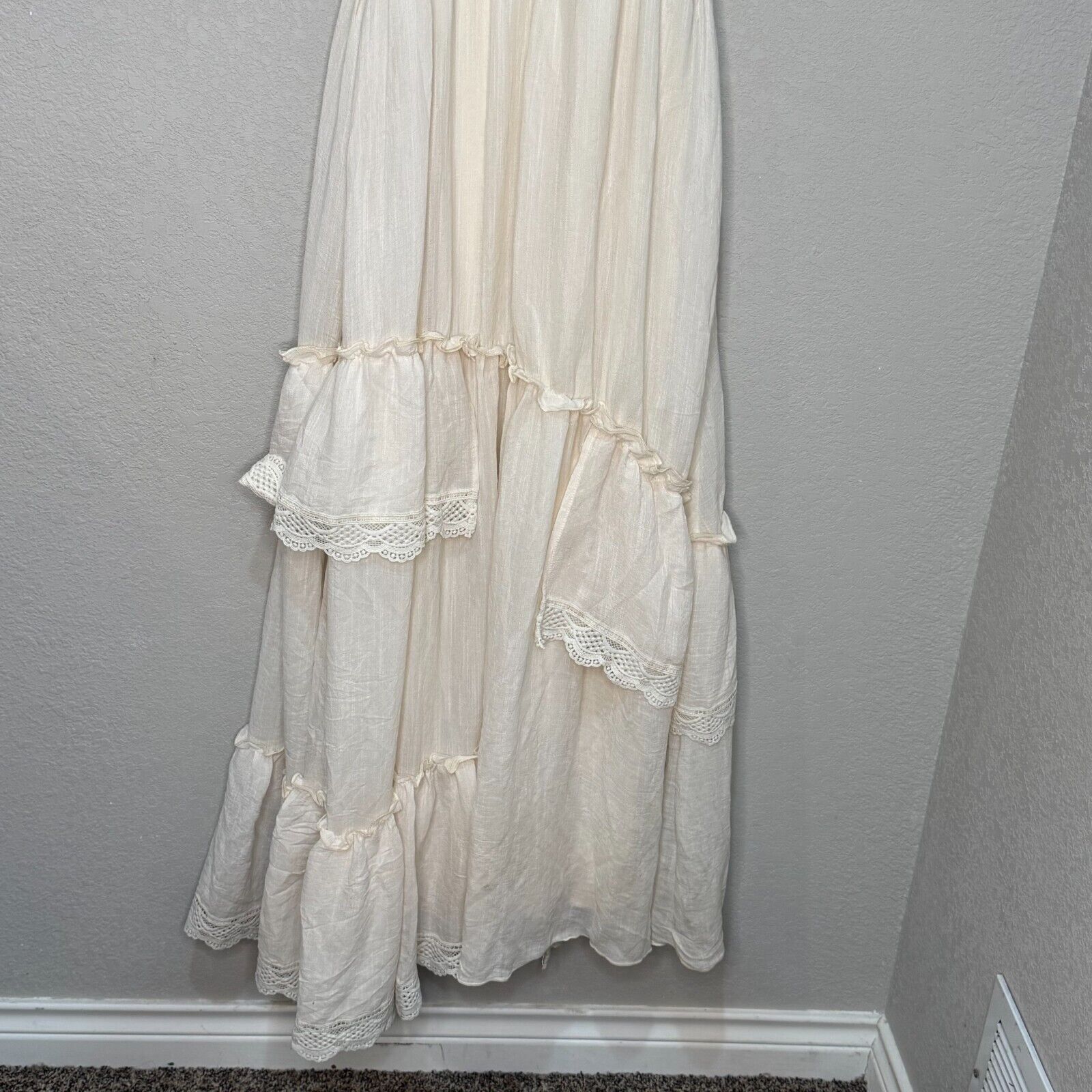 Joyfolie Sera Maxi Dress Size Large Ivory Halter Cottage Boho Prairie Western - Flair - Style